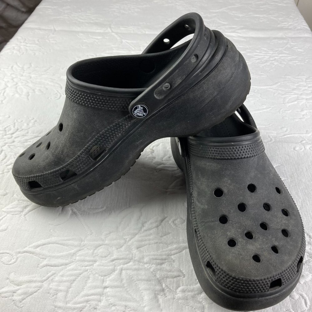 Women's Iconic Crocs Comfort Platform Clogs - Black Size 9